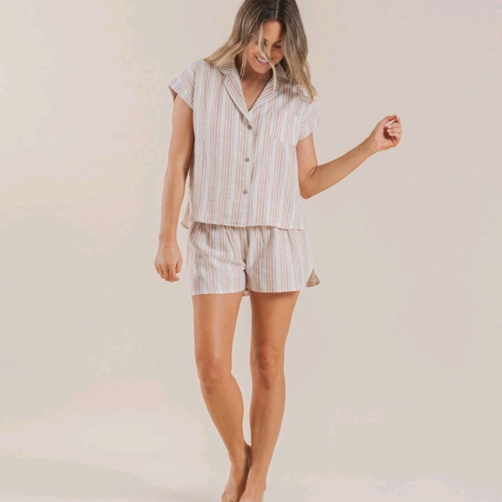 NIB Rylee + Cru Multi Stripe Pajama Set, women's S
